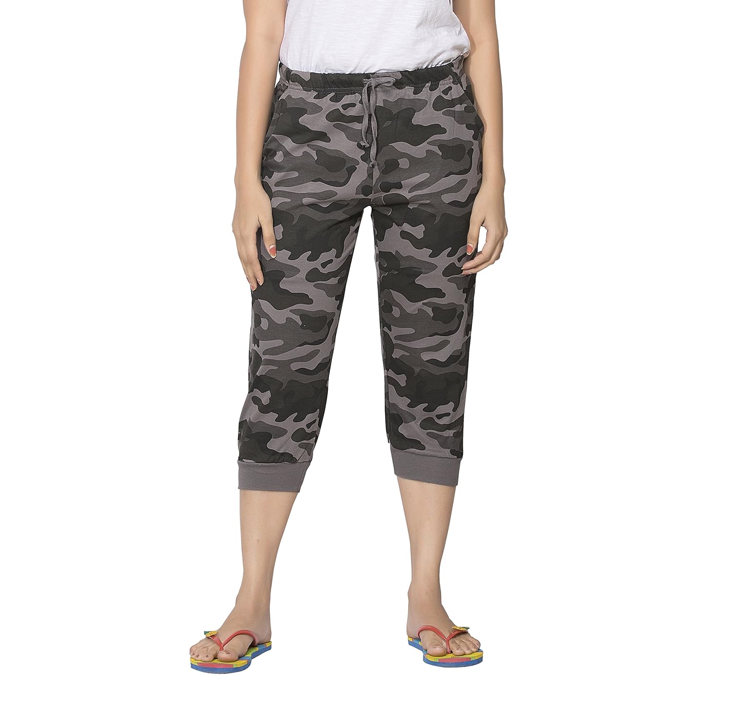 clifton womens army comfort capri - steel grey