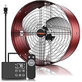 Windigaga 15'' Gable Vent Fan with Thermostat &amp; Remote, 1800 CFM Attic Fan | Auto On/Off by Setting Temp, Up to 2500 Sq Ft, 70W, 3 Speeds, 18-Hour Timer, Plug-and-Play