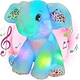 BSTAOFY 12‘’ Musical Light Up Elephant Plush Toy Floppy LED Stuffed Animals Lullabies Nightlight Bedtime for Kids Birthday Valentines for Toddlers, Blue