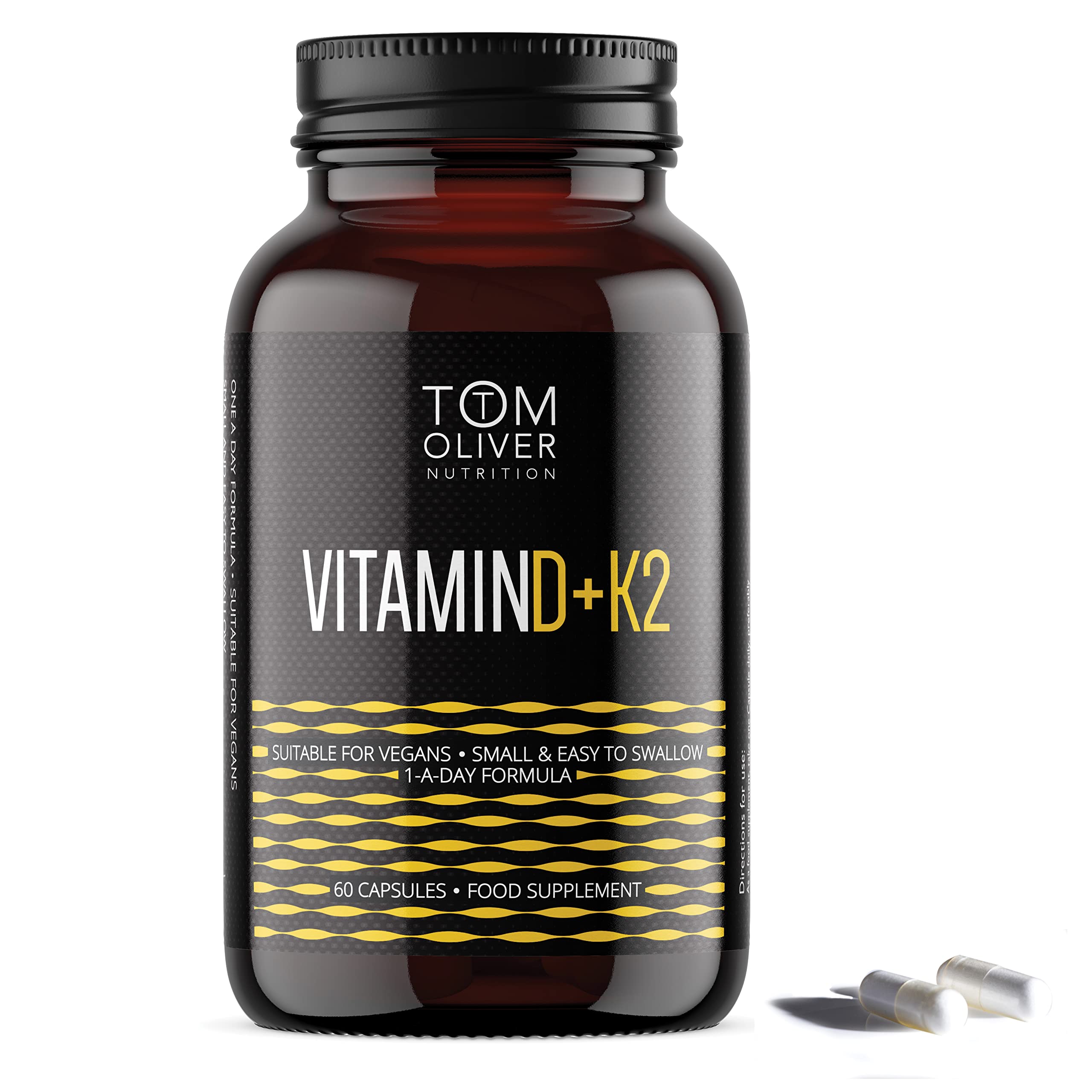 Tom Oliver Nutrition Vitamin D +K2 Capsules, 800iu, 60 Count