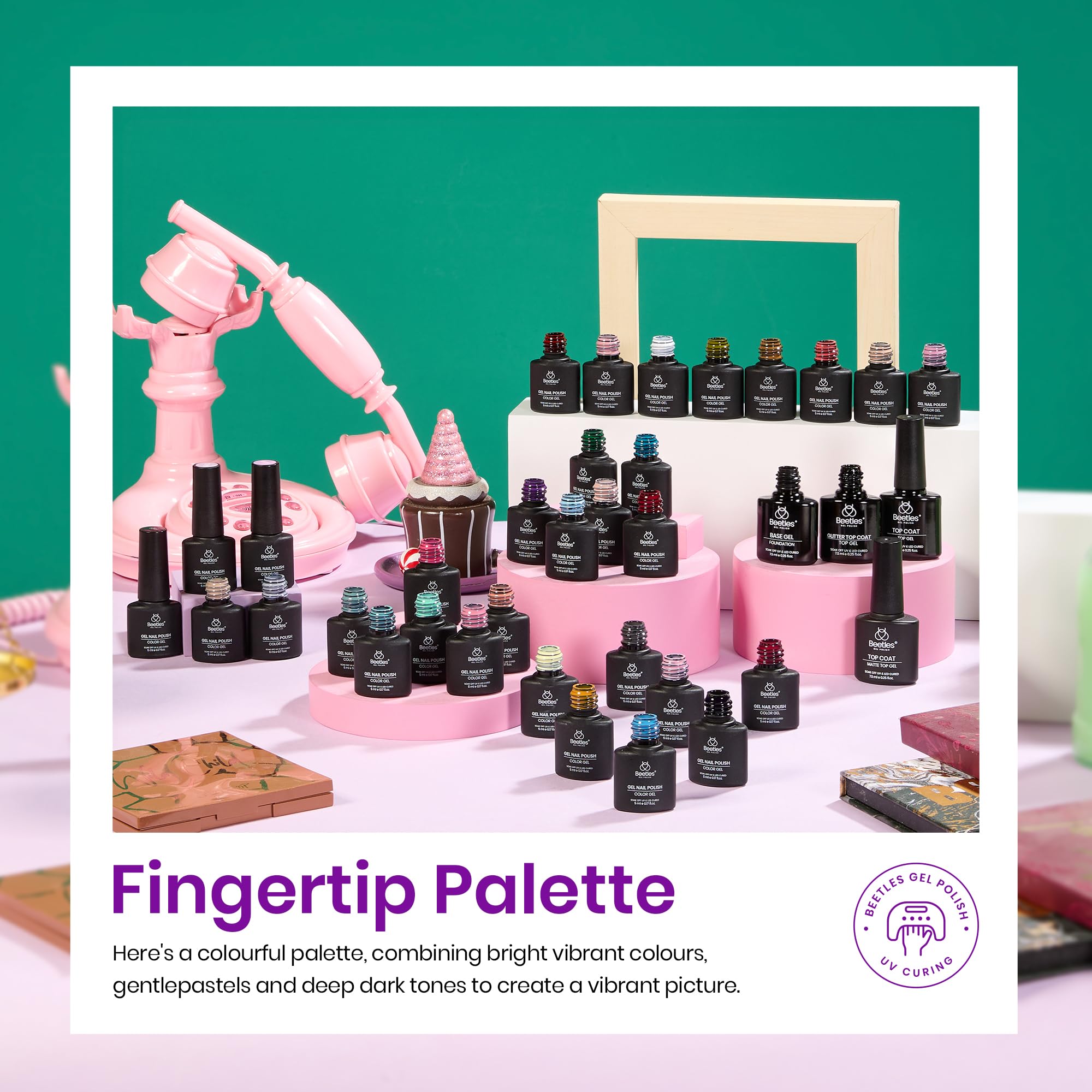 Beetles Gel Nail Polish Set 36 PCS Spring Summer Pastel 32 Colors with Base Top Coat Pink Green Blue Purple Black White Burgundy Red - Image 3