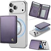 Defencase for Magsafe Wallet Magnetic Card Holder RFID Blocking, PU Leather Minimalist Phone Wallet for MagSafe Phones and Cases for iPhone 17/16/ 15/14/ 13/12/ Pro/Max/Plus/Air, Purple
