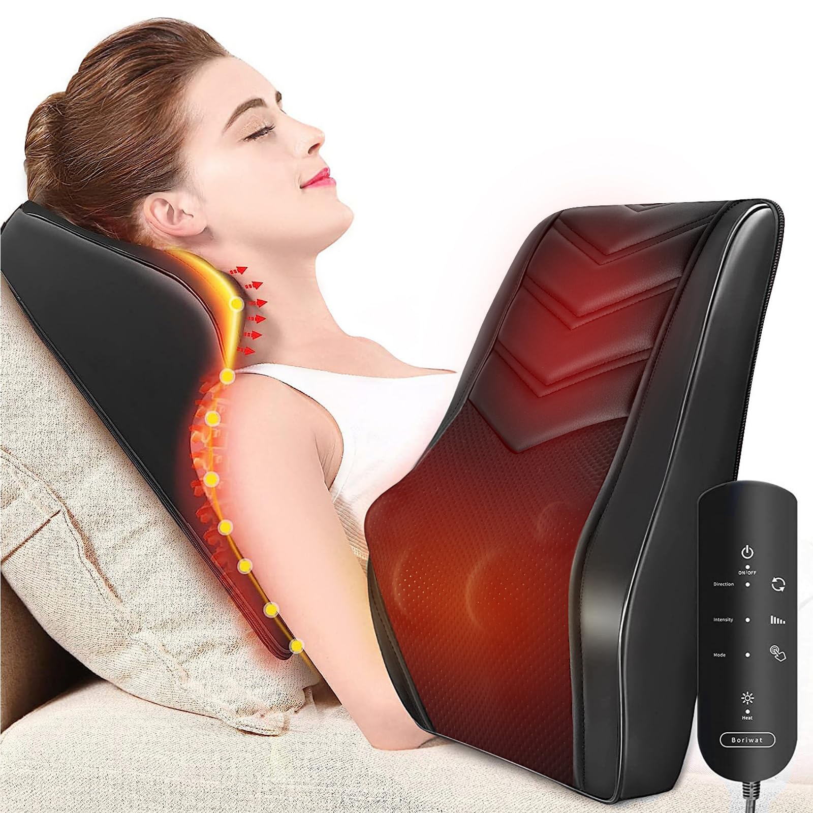 Photo 1 of OMASSA Shiatsu Neck Massager with Heat, 3D Kneading Back Massage Pillow for Pain Relief, Massagers for Neck and Back, Shoulder, Leg, Gifts for Men Women Mom Dad, Stress Relax at Home Office and Car