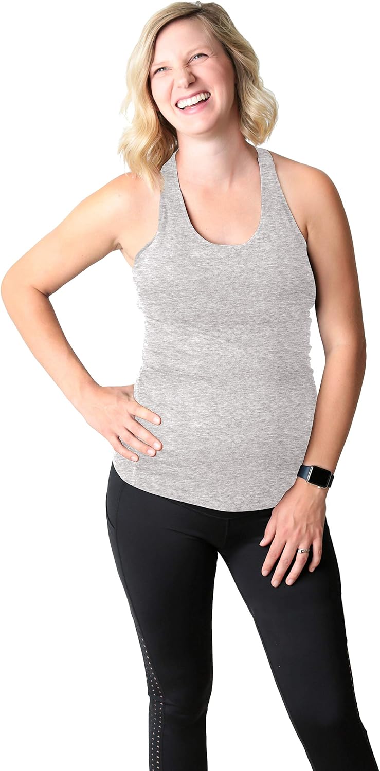 Movemama Maternity Workout and Yoga Top with Cross Back Detail, Shelf Bra and Removable Padding at  Women’s Clothing store