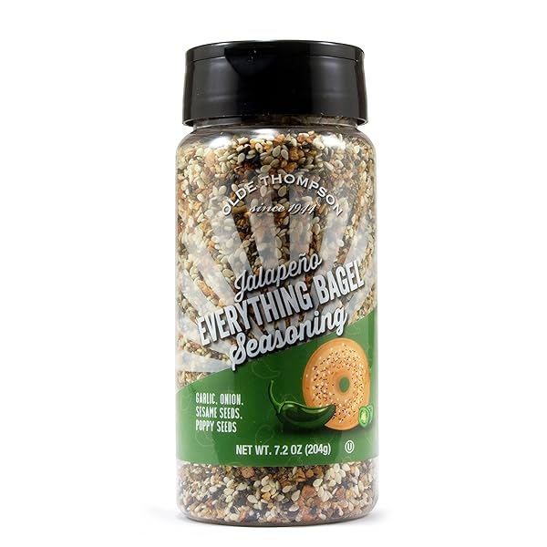 OLDE THOMPSON EVERYTHING BAGEL SEASONING WITH JALAPENO, SPICE AND SEASONING BLEND, 7.2 OUNCE