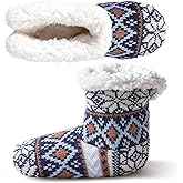 Winter Slipper Socks for Women Cozy Slipper Socks Warm Slipper Sock with Grippers Comfy Warm Winter Grippy Socks Non Slip Christmas Socks, One Size