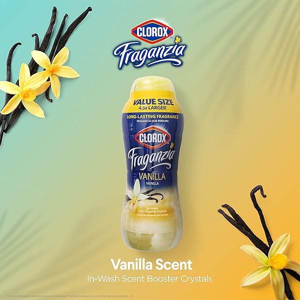 CLOROX FRAGANZIA LAUNDRY SCENT BOOSTER CRYSTALS IN VANILLA SCENT – SCENTED IN-WASH FRESHENER BEADS FOR FRESH, CLEAN, GREAT SMELLING CLOTHES AND LINENS, 70 OZ