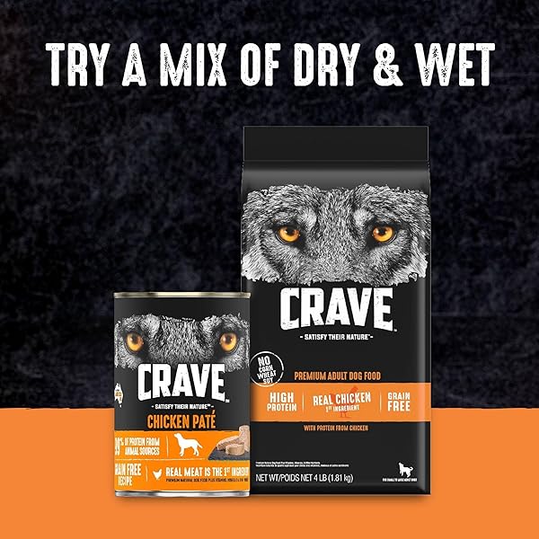 CRAVE GRAIN FREE HIGH PROTEIN ADULT DRY DOG FOOD, CHICKEN, 4 LB. BAG