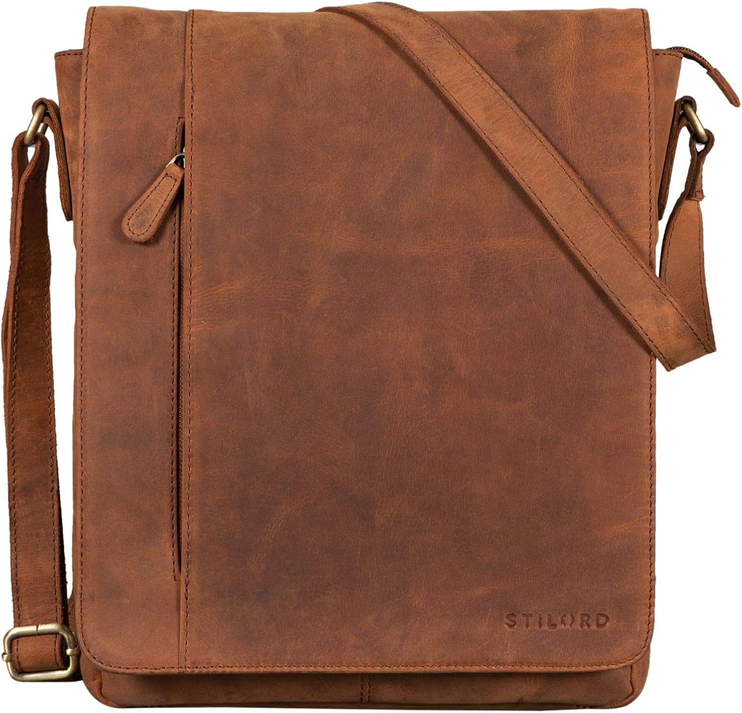 STILORD "Paul" Leather Shoulder Bag Men Vintage Messenger Bag for 13,3 inches MacBook Tablet Vertical Crossbody Bag for A4 Documents in Genuine Leather Colour:tan - Image 4