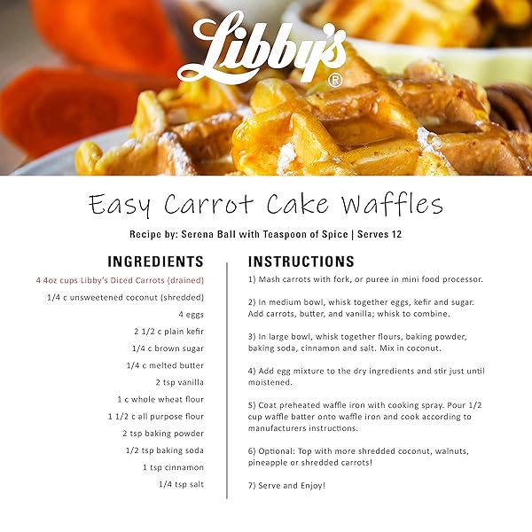 LIBBY’S DICED CARROTS | APPEALINGLY TENDER | FAINTLY SWEET & EARTHY FLAVOR | VIBRANT ORANGE SLICES | FARM FRESH GOODNESS | NO PRESERVATIVES | SIX 4-PACK SLEEVES OF 4.0 OZ CUPS (24 CUPS TOTAL)