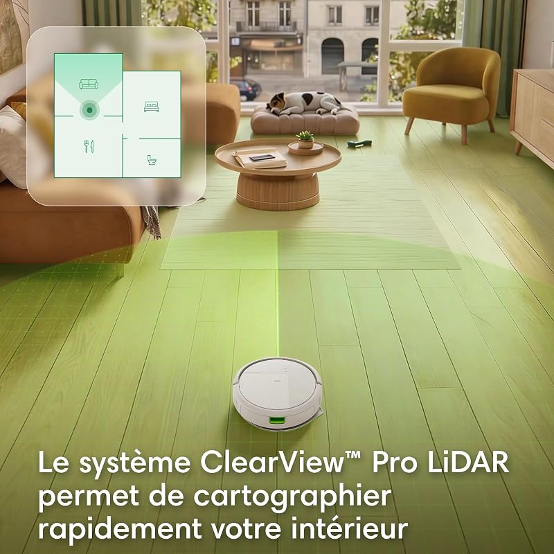 Roomba 115 Combo - Robot Aspirateur Laveur 2en1 - Puissance d'Aspiration de 15KPa - Brosse latérale étendue - Lingette de Lavage déportée - Navigation LiDAR - Blanc