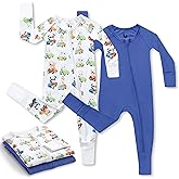 CubbieMoon Bamboo Viscose Baby Pajamas 2 Way Zip for Diaper Change 0 to 24 Month Soft Stretchy Sleeper 2 Pack