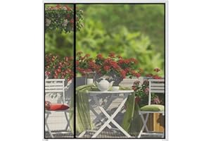 wohomzy Magnetic Screen Door Fits Door Size 60" x 96", Screen Size 62" x 97", Reversible Left Right Quarter Opening,Top Middle Anti-Tearing Mesh Net Curtain with Magnet,Black