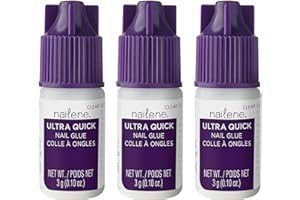 Nailene Ultra Quick Nail Glue - Durable, Easy to Apply False Adhesive - Repairs Natural Nails - Quick-Drying, Lasts Up to 7 Days - 3 g/0.10 oz - 3 Pack