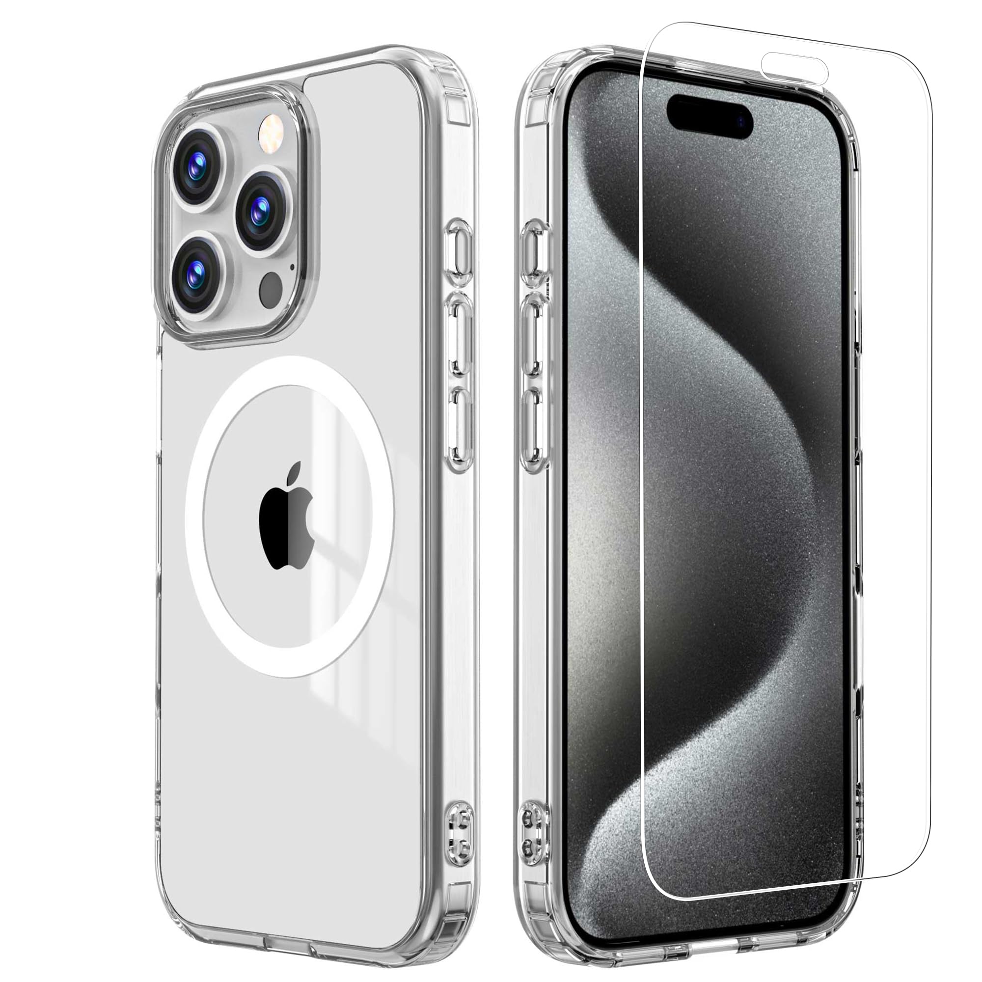 ANTSHARE for iPhone 16 Pro Case, Compatible with Magsafe [Anti-Yellowing][1 * 9H HD Screen Protector] [Military-Grade Protection] Shockproof Slim Phone Case for iPhone 16 Pro 6.3 inches, Clear