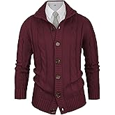 Aimeilgot Mens Fashion Casual Slim Fit Button Down Cable Knitted Stand Collar Cardigan Sweater