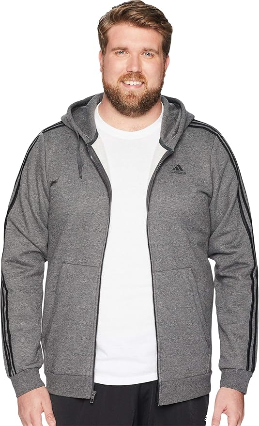 adidas 3 stripe full zip hoody mens