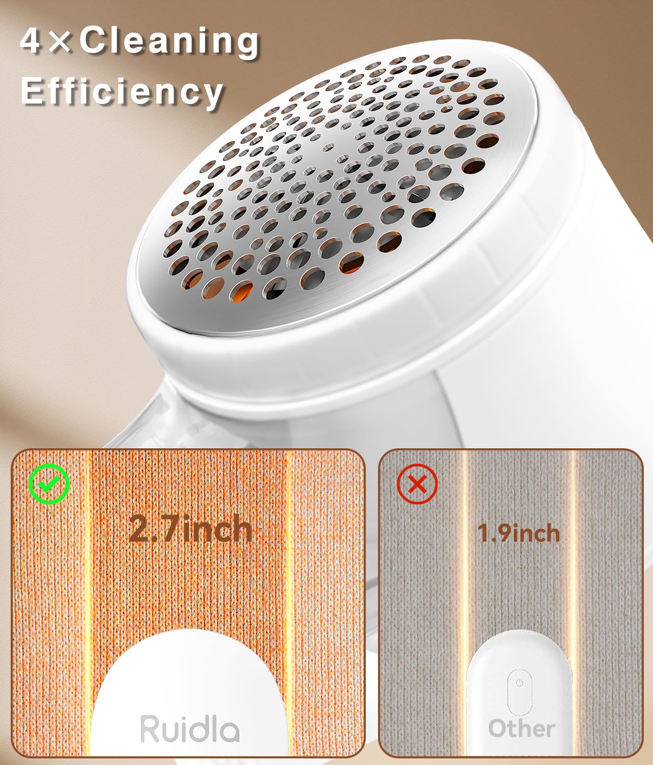 Ruidla Fabric Shaver Lint Remover, Sweater Shaver with Replaceable Stainless Steel 6-Leaf Blades, Fabric Defuzzer for Clothes Fuzz, Lint Balls - Battery Operated
