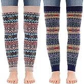 Dhthdrh 2 Pairs Boho Long Leg Warmers Wool Leg Warmers Bohemian Cable Knitted Thick Winter Over Knee Knit Boot Cuffs Socks for Women