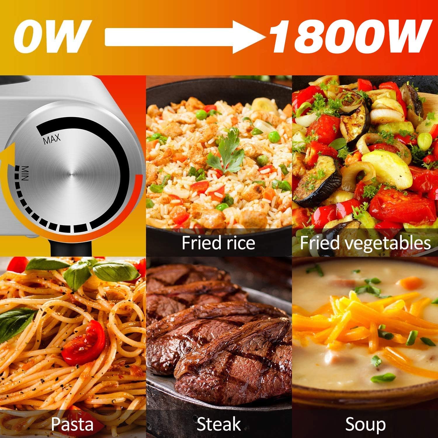 Techwood 1800W Electric Hot Plate, Countertop Stove Double Burner for Cooking, Infrared Ceramic Hot Plates Double Cooktop, Silver, Brushed Stainless Steel Easy To Clean Upgraded Version: Kitchen & Dining