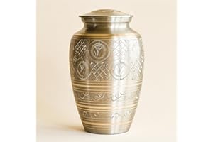 ASPEN STUDIO AspenStudio Platinum Brass Cremation Urn for Adult Human Ashes - Large Handcrafted Funeral Memorial Urns Brass Urn Capacity 225 lbs