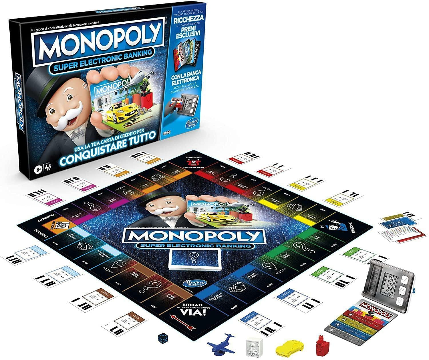 Hasbro Monopoly Super Electronic Banking (Game Box with Electronic Credit Card Reader, Italian Version)