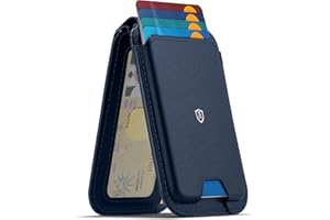 SHIELDON Genuine Leather Strong Magnetic Wallet for Magsafe, Adjustable Stand 6 Card Holders Quick Access ID Window Wallet Co