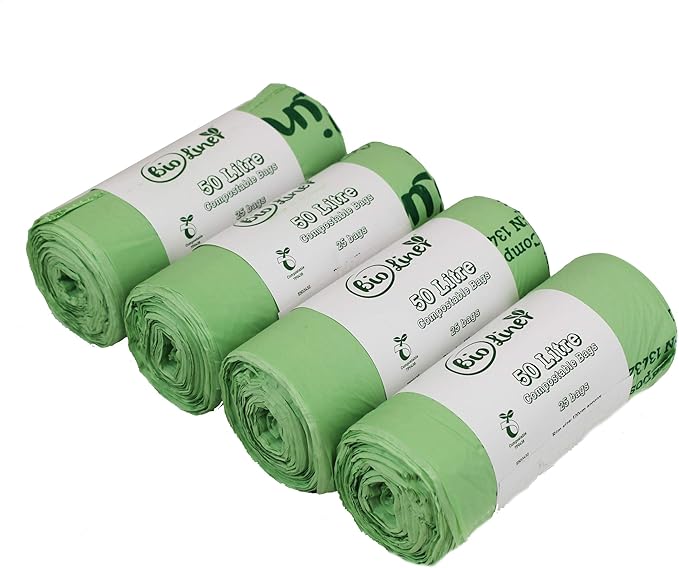 50 Litre x 100 Bags Bio Liner Compostable Kitchen Bin Liners Food
