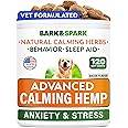 BARK&SPARK Advanced Calming Chews for Dogs - Anxiety Relief Treats - Melatonin + Hemp Oil - Separation Aid - Stress Relief During Fireworks, Storms, Thunder - Aggressive Behavior - SmokyBacon (120ct)