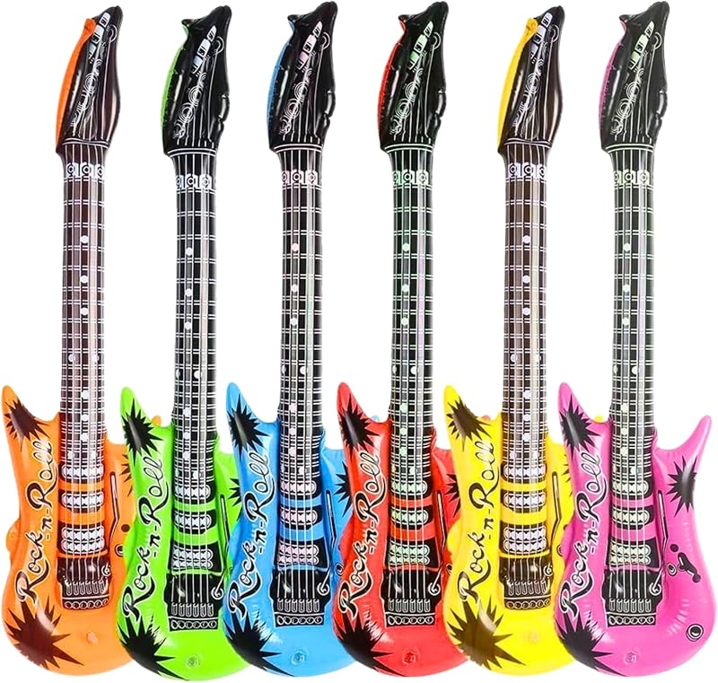 SHATCHI 4 Pcs 90cm Inflatable Guitar Toy Assorted Kids Adults Rockstar Fancy