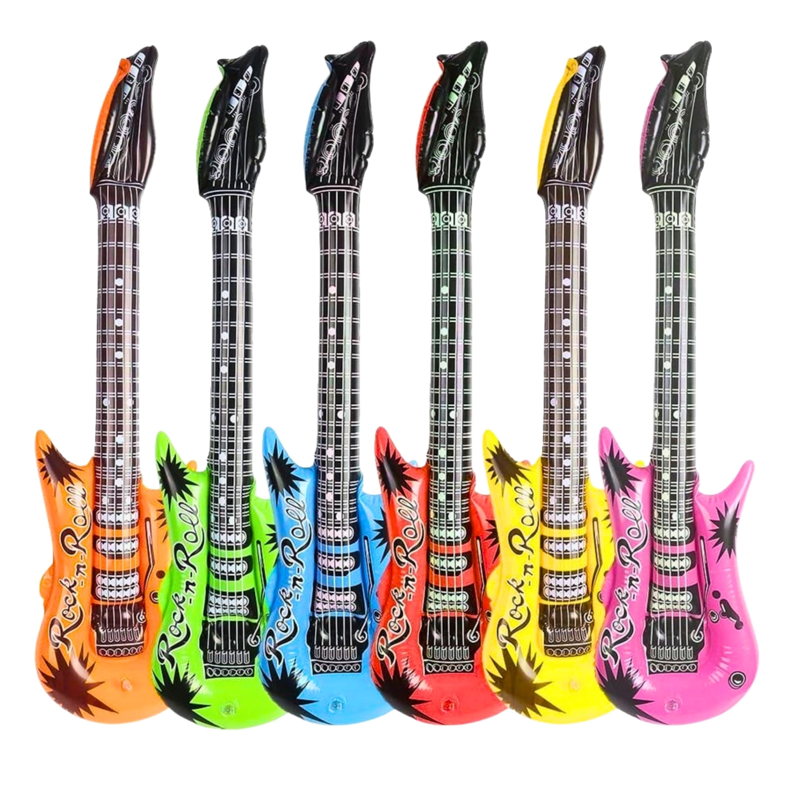 12 Pcs Large 90 cm Assorted Inflatable Guitar Toy for Kids and Adults - Blow Up Guitar Props for Rockstar Fancy Dress, Birthday Events, Karaoke, Disco Themes, 80s Decoration and Hen Party โ image 1