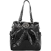 Kathy Van Zeeland Luggage Croco PVC 16" Shopper Bag (16in, Black)
