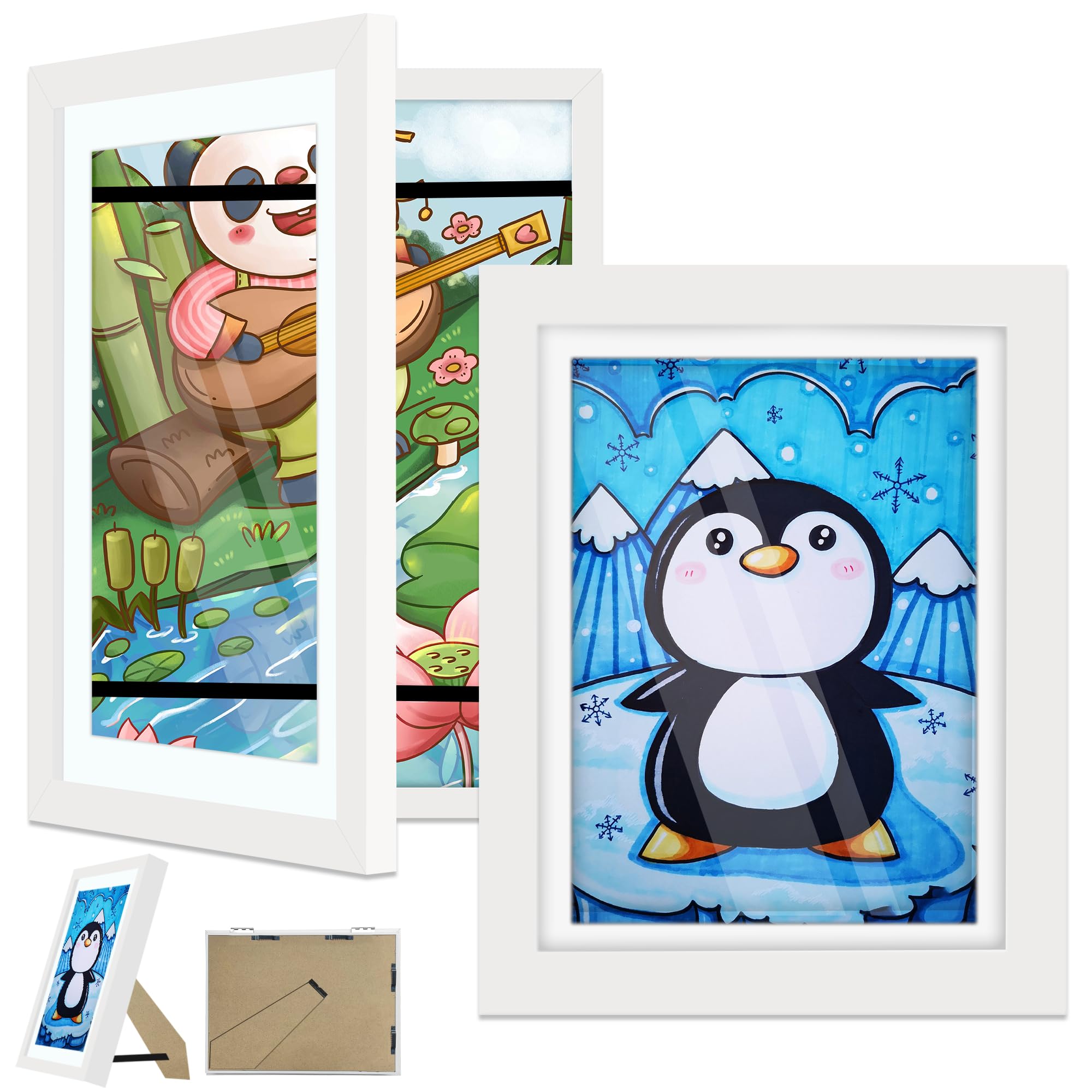 Kids Artwork Display Frame, 2 Pack A4 Kids Art Frames, Fillable Front Opening Picture Frames for Multiple Pictures(50-100), Mount for Hang or Stand Display Children's Drawings, Art Projects, White