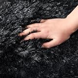 AMEHA Small Shaggy Rug 50x80 cm Black Soft Non Slip Bedroom Accent Carpet view 4