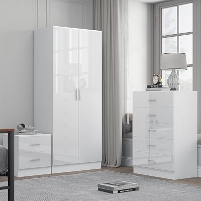 Reflect Modern Bedroom Furniture Set: Wardrobe, Tallboy, Bedside Table