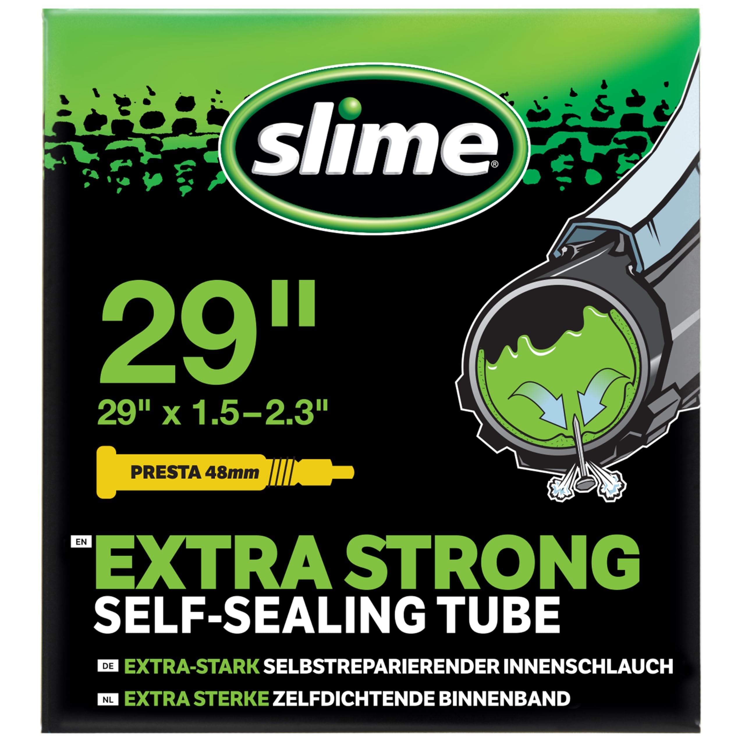 Slime 30073 Bike Inner Tube with Slime Puncture Sealant, Self Sealing, Prevent and Repair, Presta Valve, 29" x 1.5-2.3" — image 1