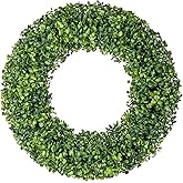 Huadanbor Wreaths, 20" Wreath, Boxwood Wreaths for Front Door, for Spring, Summer, Fall or Winter Wreath,Used for Farmhouse, Room Indoors,Outdoors, corridors, Offices. (Green)