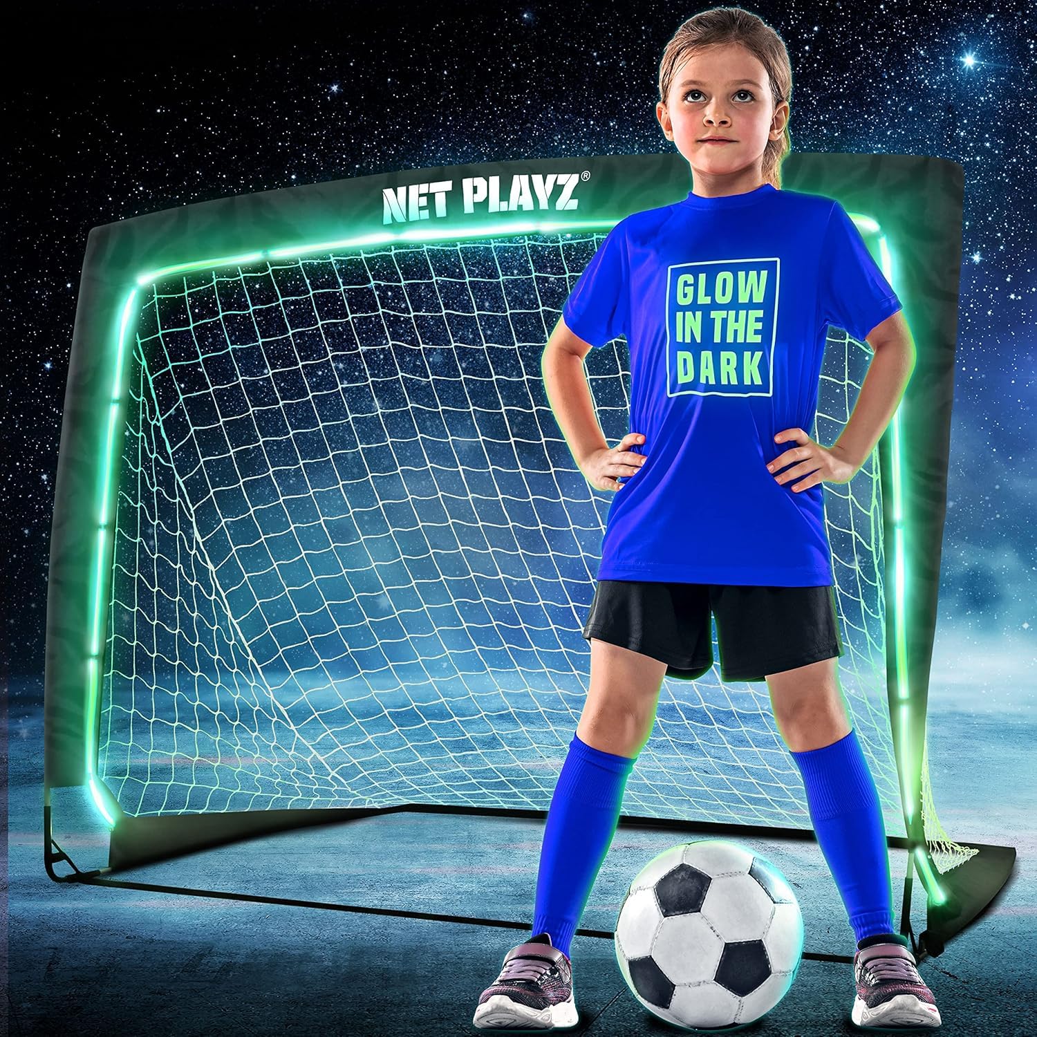 Soccer Net Gifts - Light Up Soccer Goals, Glow in The Dark | Portable Pop-up Football Goals for Kids Teens & Youth
