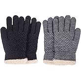 FENELY 2 Pairs Kid Winter Knit Gloves Stretchy Warm Gloves Gift for Boy Girl