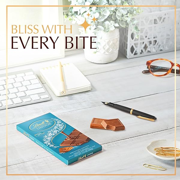 LINDT LINDOR SALTED CARAMEL MILK CHOCOLATE TRUFFLE BAR, CHOCOLATE CANDY BAR WITH SMOOTH CENTER, 3.5 OZ.