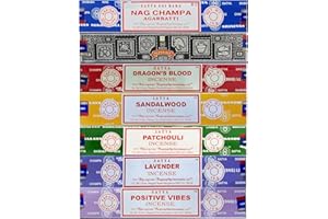 GIFTBRIT Satya Incense Gift Set Nag Champa, Super hit, Dragon's Blood, Sandalwood, Patchouli, Lavender, Positive Vibes 15gms x 7 Packs | for Meditation, Yoga, Healing, Aromatherapy, Relxation, Spirituality |