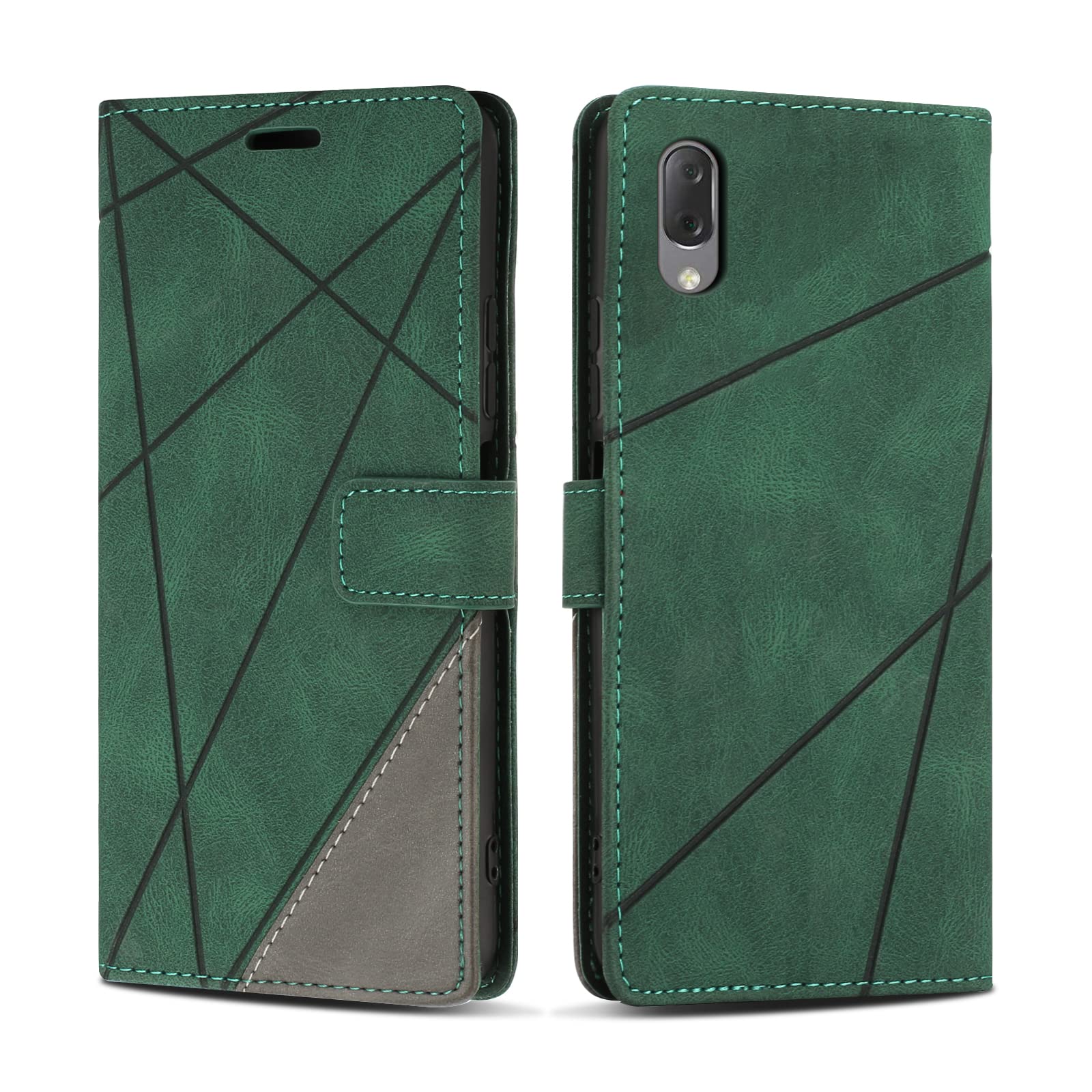SONWO Case for Sony Xperia L3, Premium PU Leather Flip Wallet Case Magnetic Closure Cover Case Card Slots kickstand Phone Case for Sony Xperia L3, Green