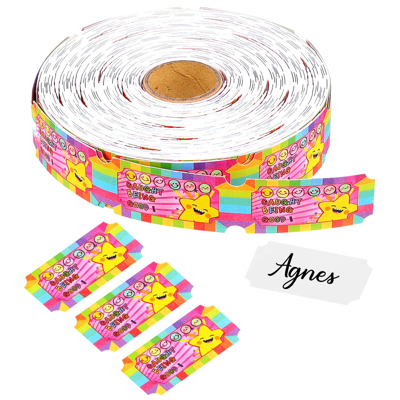 Photo 1 of 1000 Pieces Smile Raffle Tickets Roll Reward Tickets Raffle Tickets Single Roll Good Behavior Ticket Award Incentive Roll Tickets for Classroom Behavior (Pink)