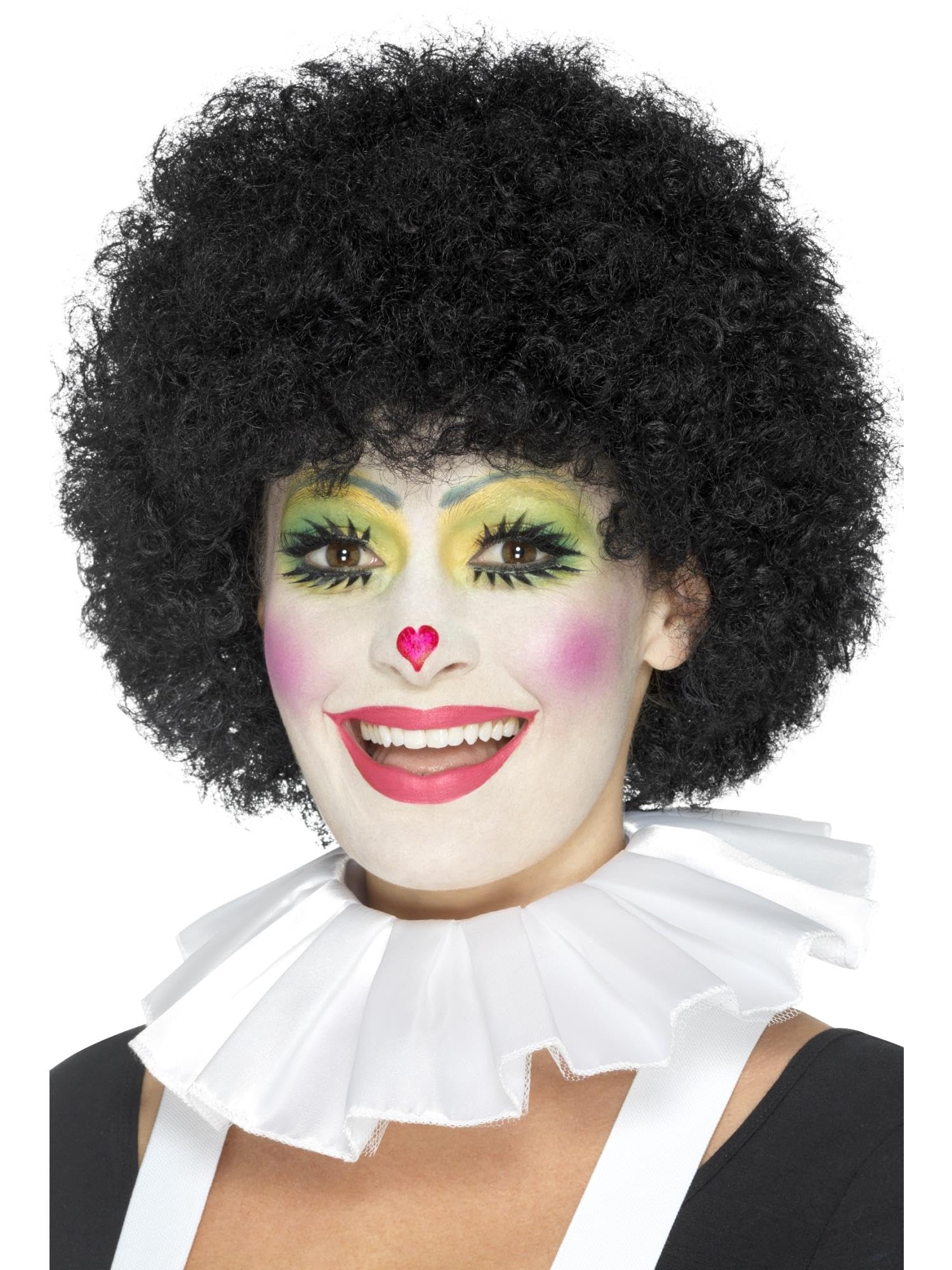 Smiffys Clown Neck Ruffle, White , Circus Fancy Dress, Clown Dress Up Accessories