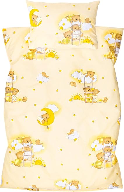 2 Pieces Parure Lit Bebe Ours Sur L Echelle Ecru Dimensions 100 X 135 Cm 40 X 60 Cm Amazon Fr Bebes Puericulture