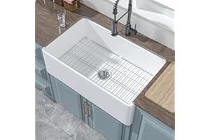 HOMLYLINK Farmhouse Sink 33 x 20 Inch Apron Sink Farm Sink White Farmhouse Sink Farmhouse Kitchen Sink Farmer Sink Undermount Kitchen Sink Barn Sink Large Deep Sink Fireclay Single Bowl Reversible