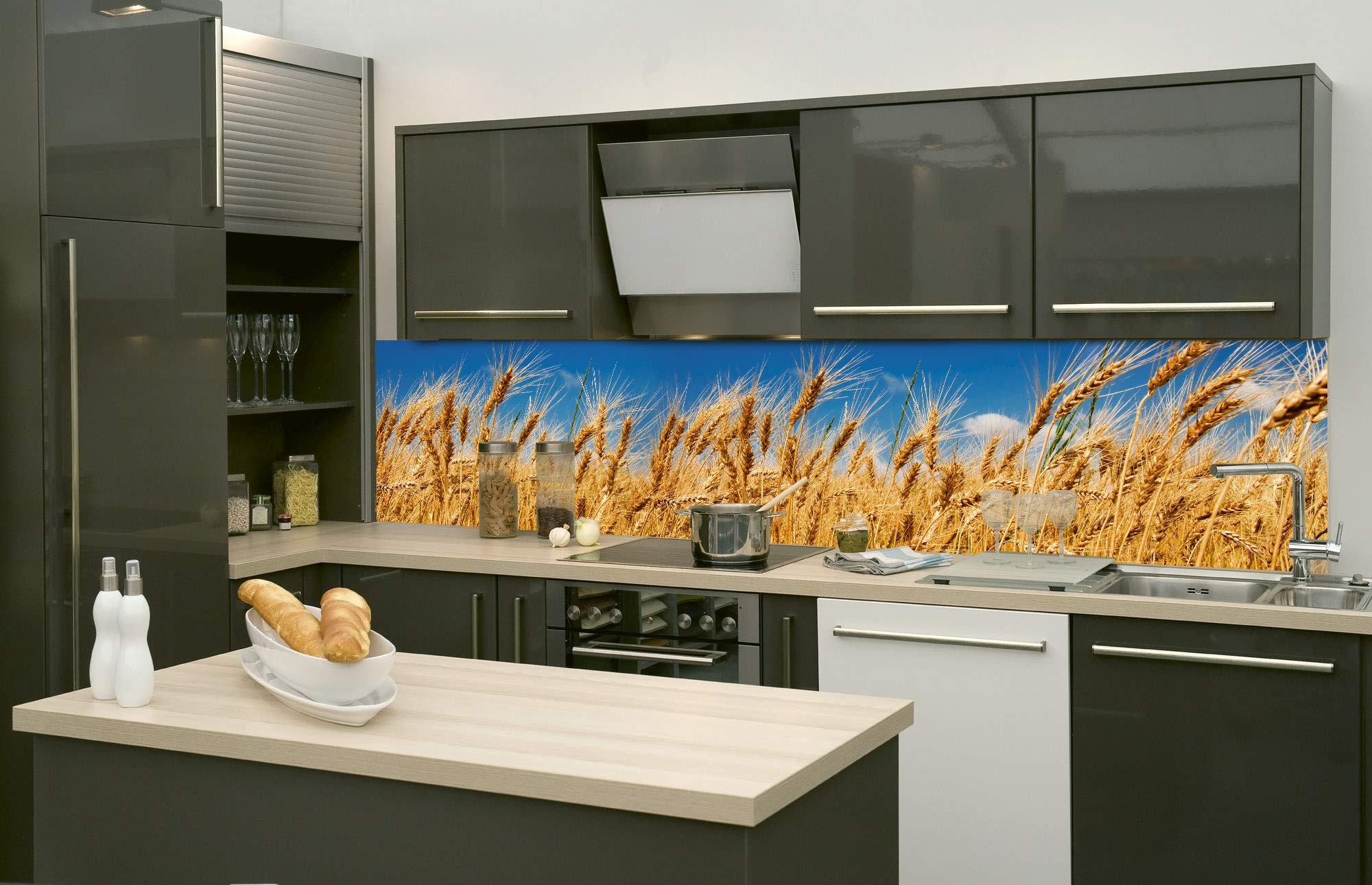 DIMEX LINE Peel and Stick Kitchen Backsplash Sticker Wheat Field | Waterproof Decorative Wall Foil for Kitchen | Made in EU - 260.00 × 60.00 cm