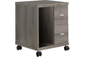 Monarch Specialties I Reclaimed-Look 2 Drawer Computer Stand/Castor, Dark Taupe