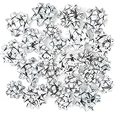 WRAPAHOLIC Silver Gift Bow Assortment (24 Bows) for Birthday, Wedding, Christmas, Baby Shower, Bridal Showers