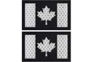 IronSeals 2 Pack Reflective Tactical Canada Flag Patch, Morale Canada Flag Hook Backing Emblem Patches